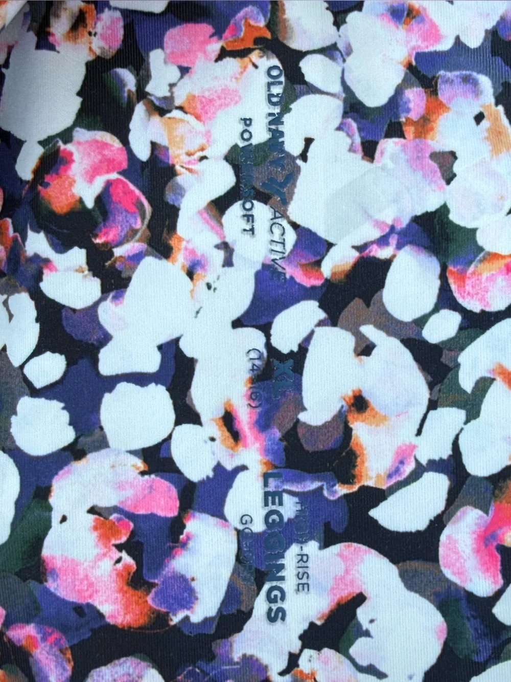 Old Navy Girls Floral Multicolor Leggings - Black with Pink & Purple